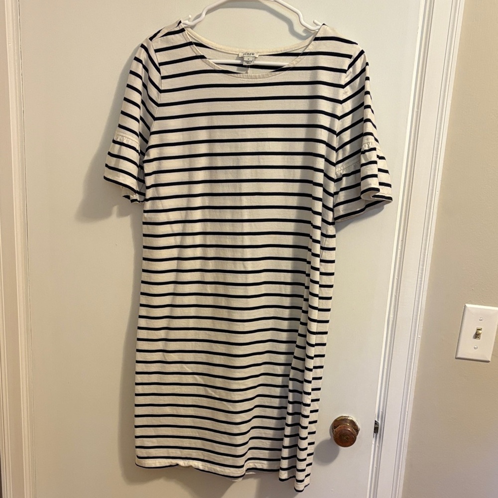 J. Crew Navy and Cream Striped Mini Dress